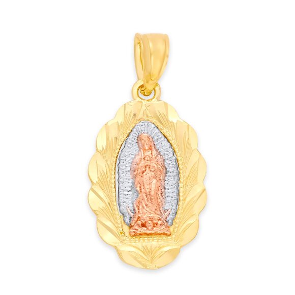 10k Solid Gold Guadalupe Pendant - Virgin Mary Religious Jewelry Gifts for Her